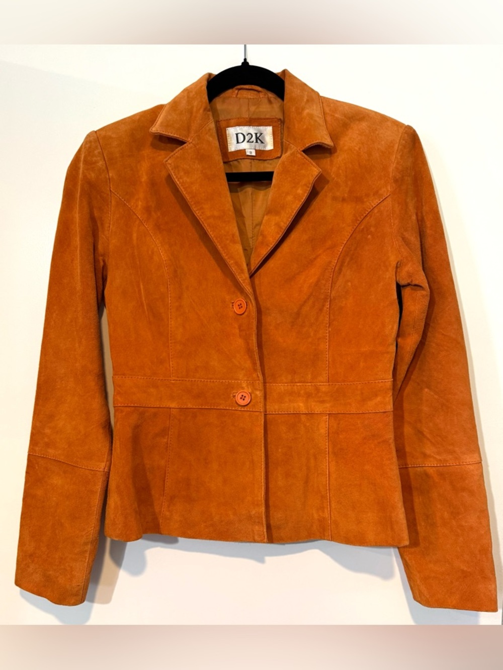 D2K Genuine Suede Cognac Blazer Jacket Size S